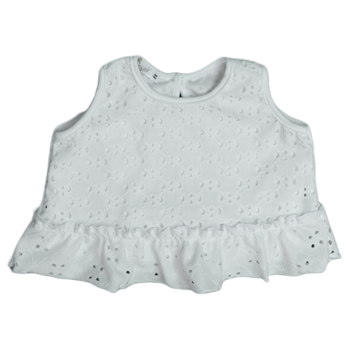 Ivory eyelet design sleeveless tunic