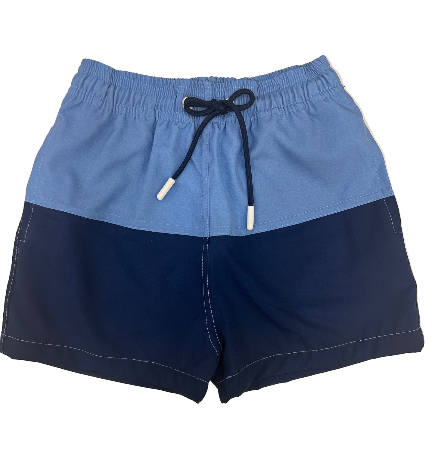 Planet Sea - Navy and Blue Boys Swim Trunks, Bicolor