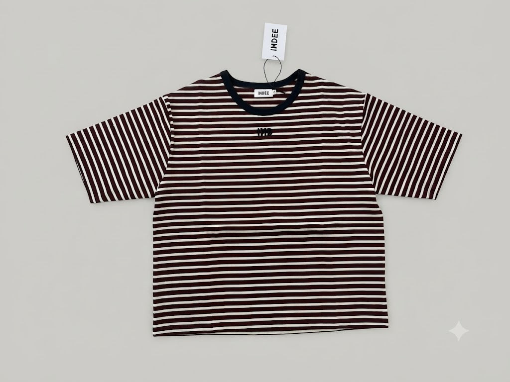 Indee - Wallis Round Neck Tee with Stripes, Black