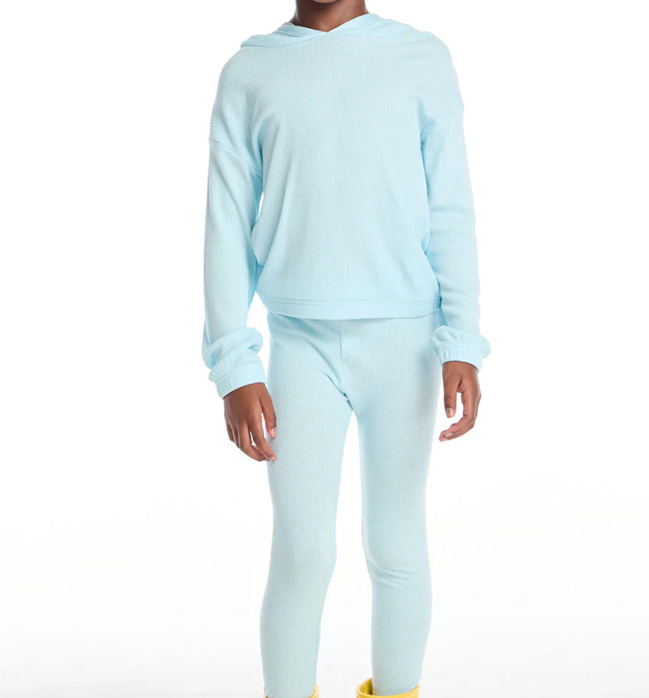 Chaser - Blue Waffle Hoodie Pullover Set