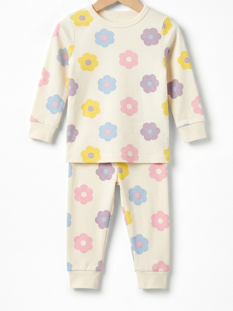 Baby Steps - Spring Daisy Pajama Set, Sand