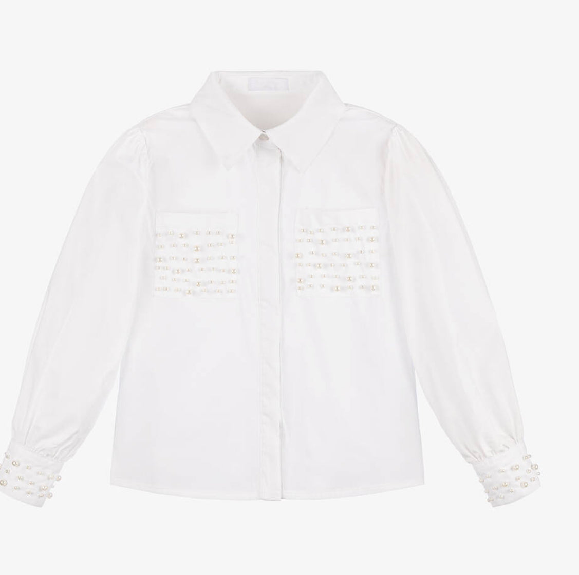 Fun & Fun
Girls White Pearl button down camicia
