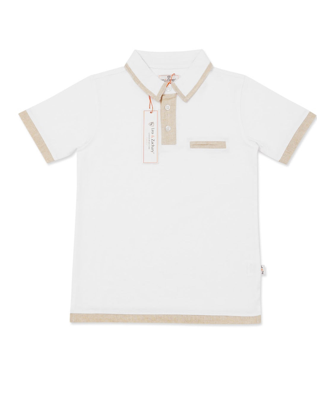 Leo and Zach p-34 white beige polo