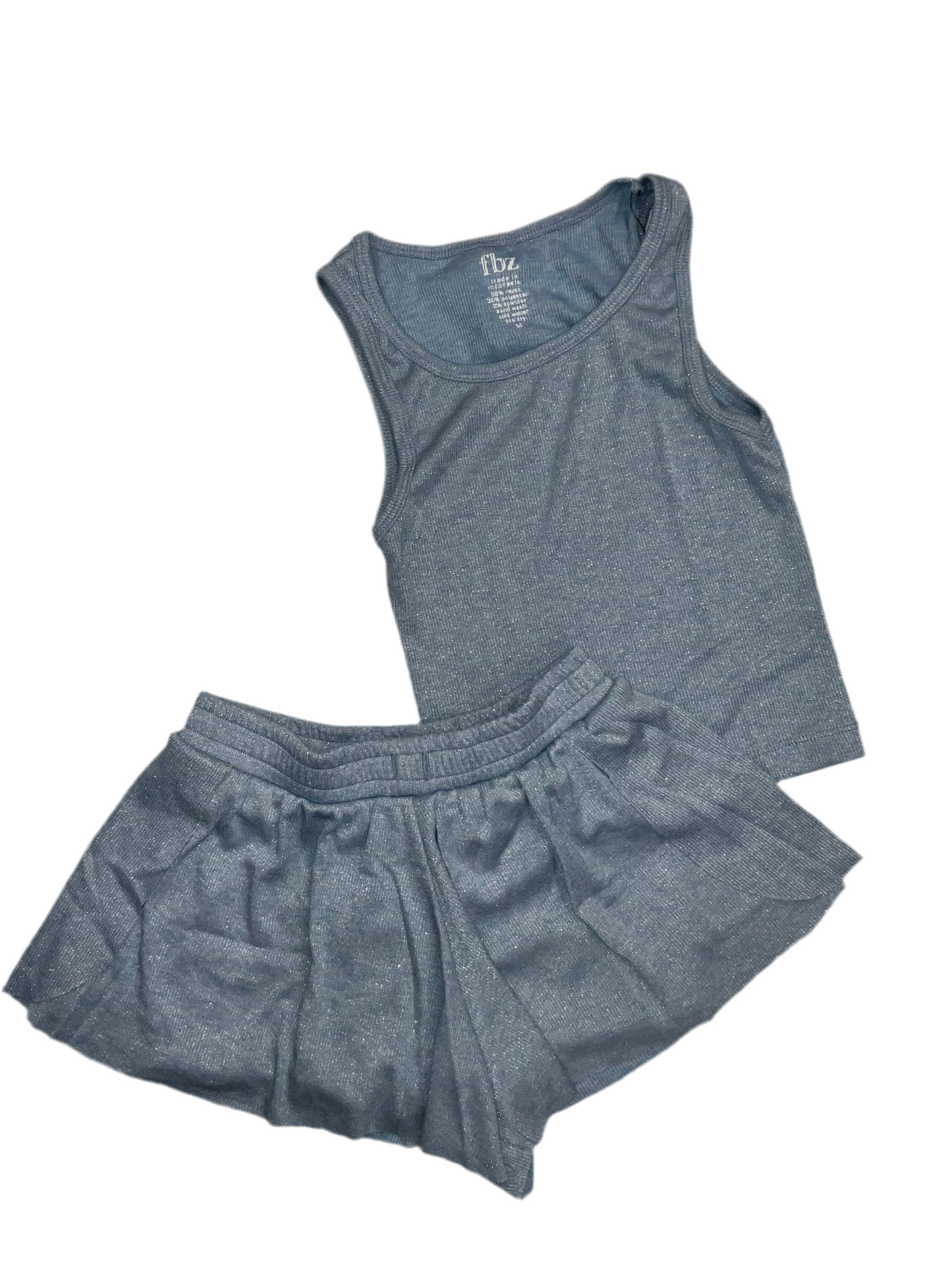 FBZ - Blue Sparkle Rib Short Set Blushes