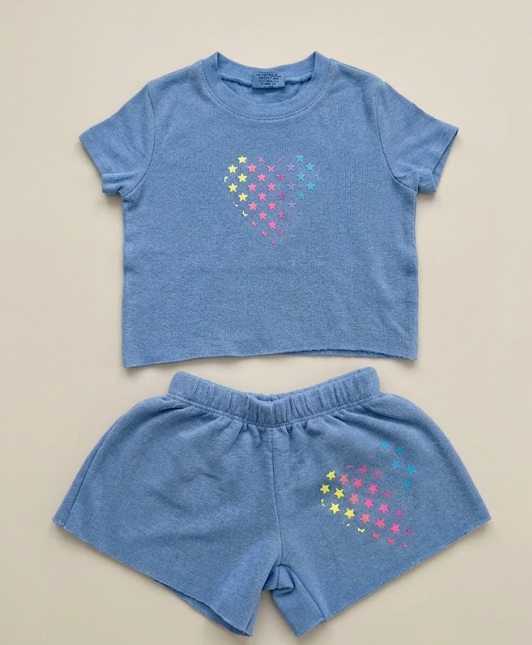 FIREHOUSE - OMBRÉ HEART SHORT SET, ICE BLUE
