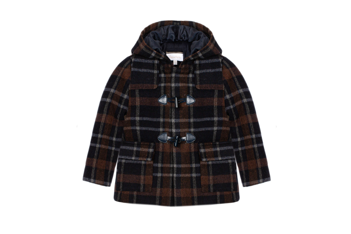 Patachou - Hooded Jacket, Navy Brown Check