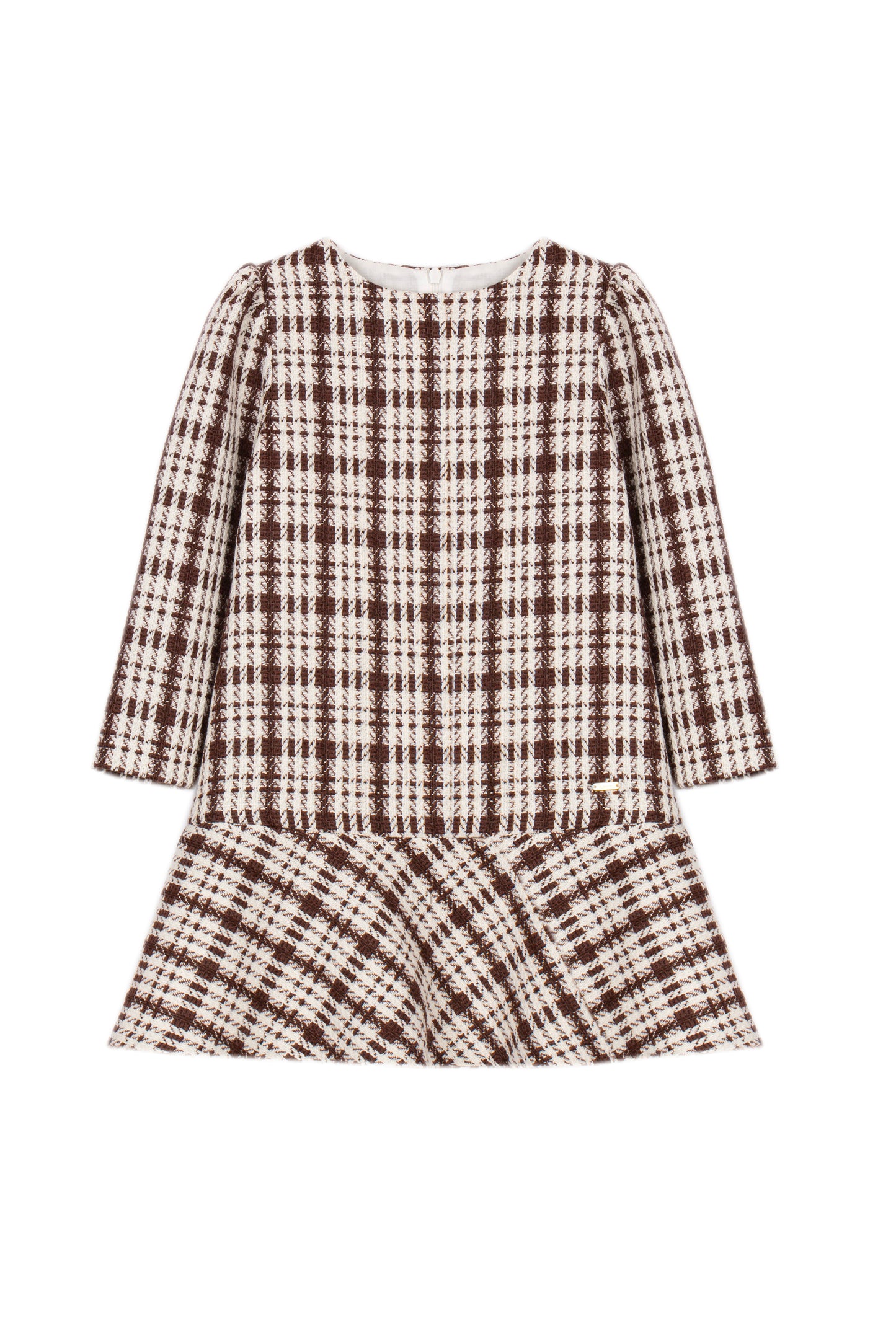 Patachou - Girls Long Sleeve Dress, Chocolate Plaid