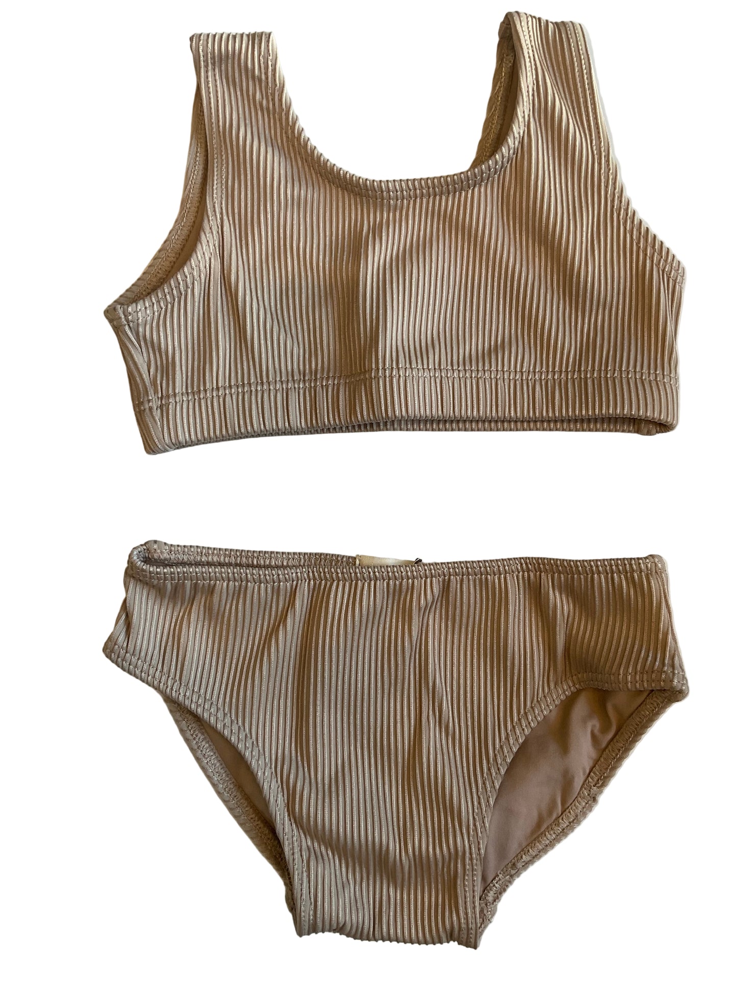 Planet Sea - 2pc Tan Ribbed Bathing Suit