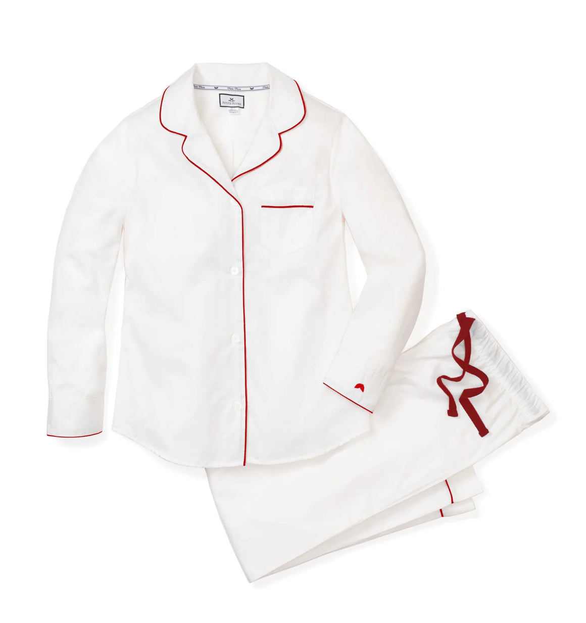 Petite Plume Pajamas white with red piping