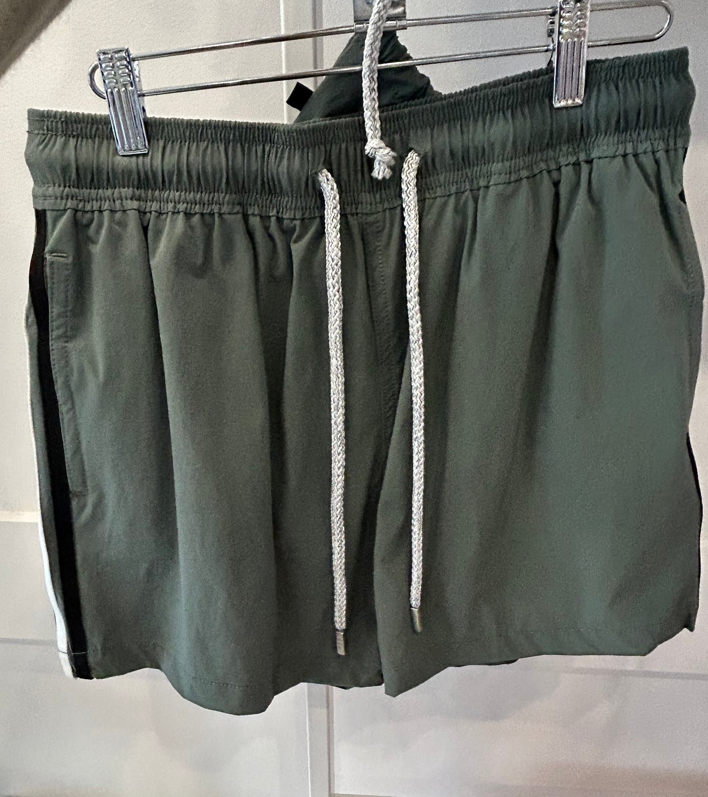 Pier St Barths - Men’s Olive Elastic Striped Bathing Suit