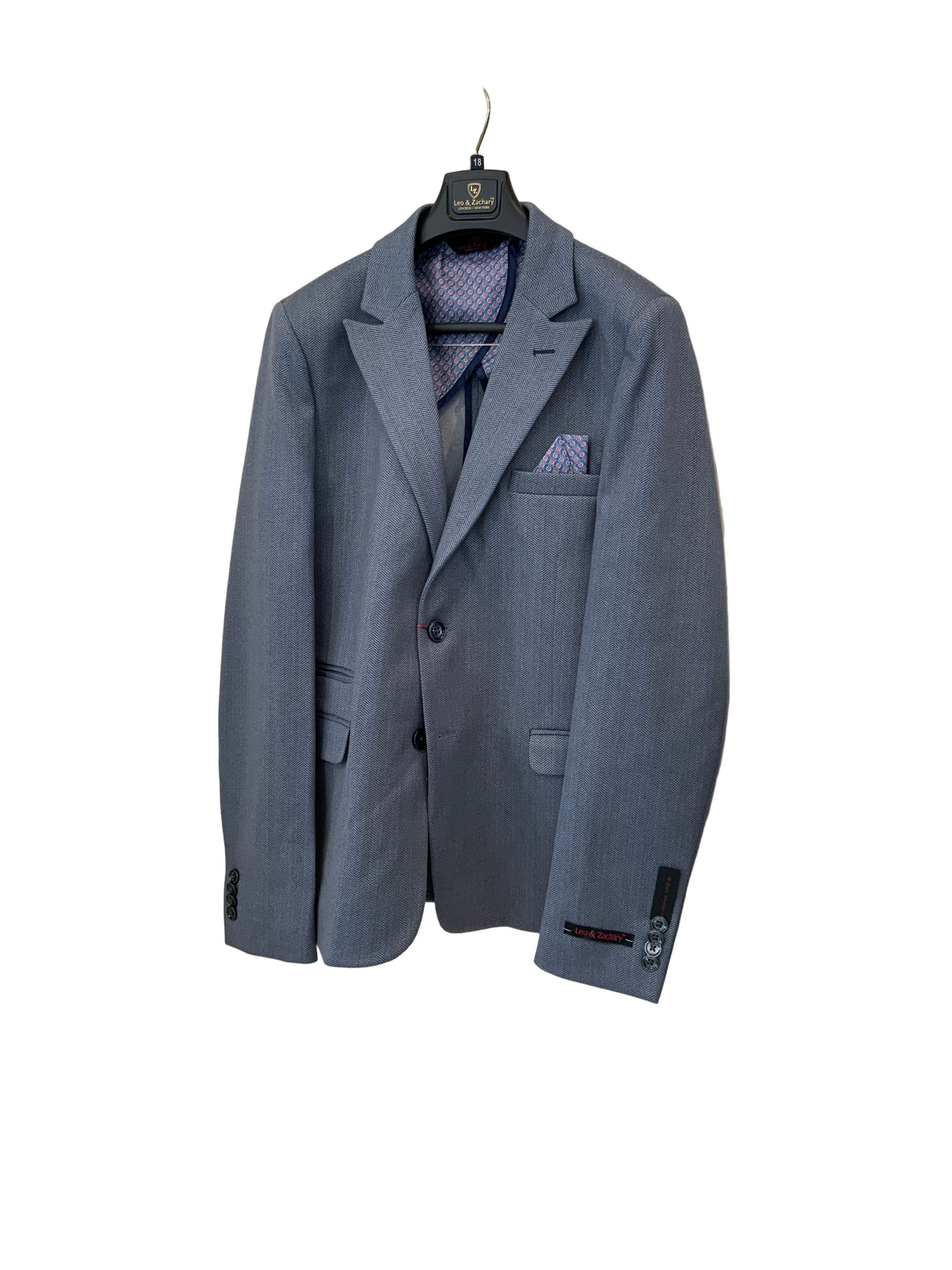 Leo and Zachary - Blue Herringbone Stretch Blazer