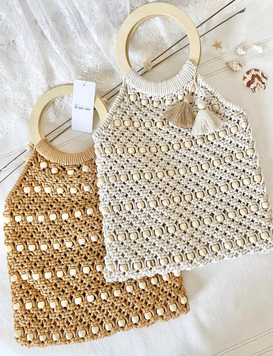 Ce ce co - Ladies Knit Bag Wooden Beans & Handle