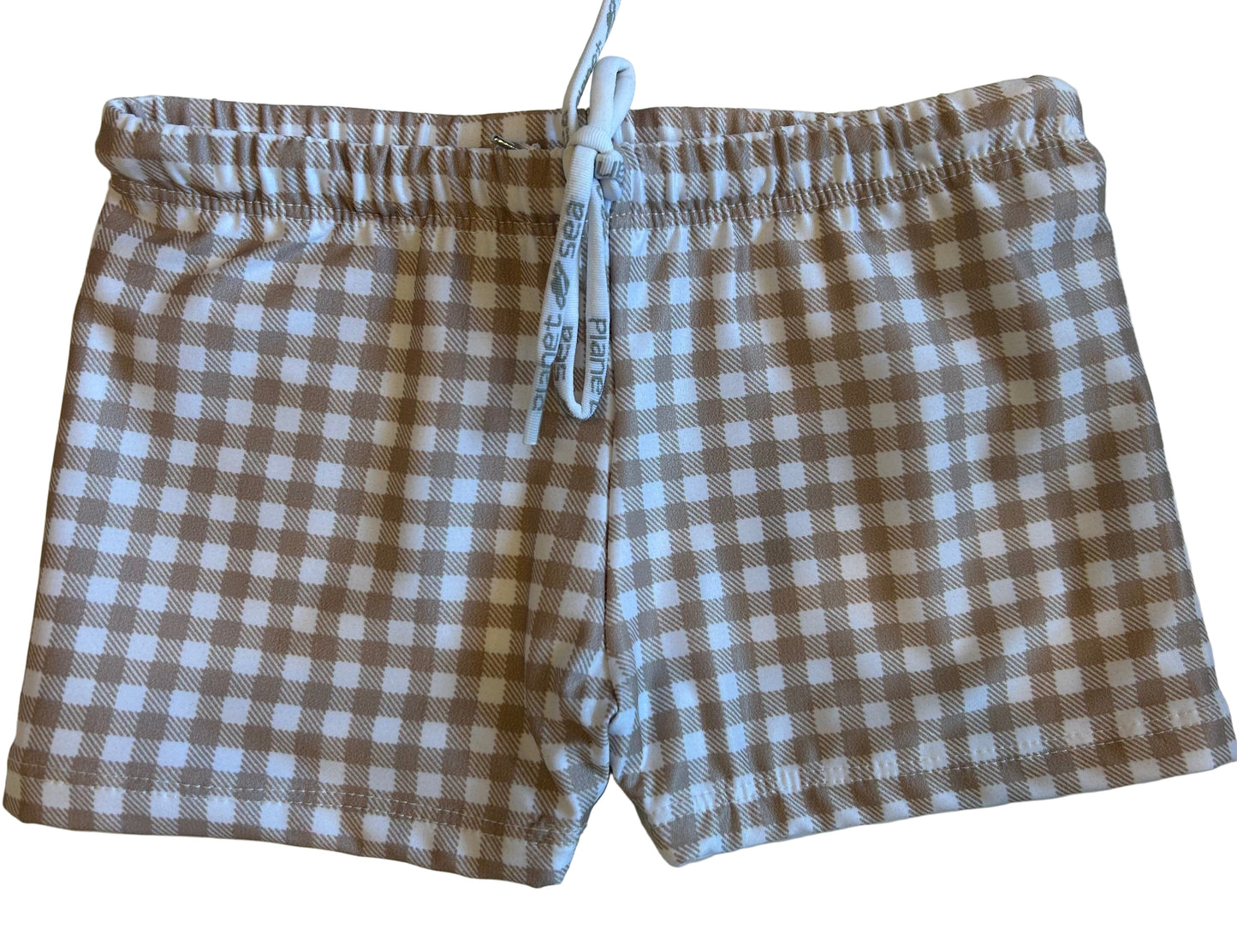 Planet Sea - Tan Gingham Tighties Swim Shorts