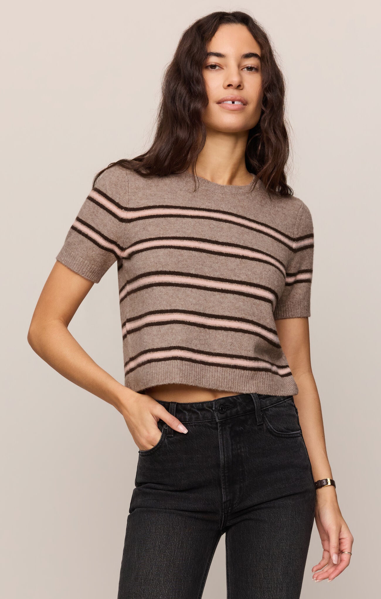 Z Supply - Gatewood Stripe Sweater, Heather Ash
