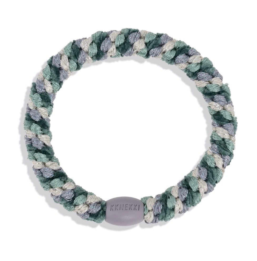 KKNEKKI - MIX GREEN SILVER GLITTER HAIR TIE