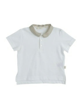 Baby gi white polo with bejge collar FY173B MP011.LC