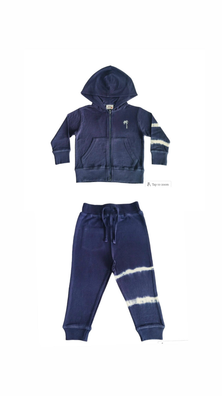 MISH Kids Zip Hoodie and sweats - Navy Stripe Tie Dye