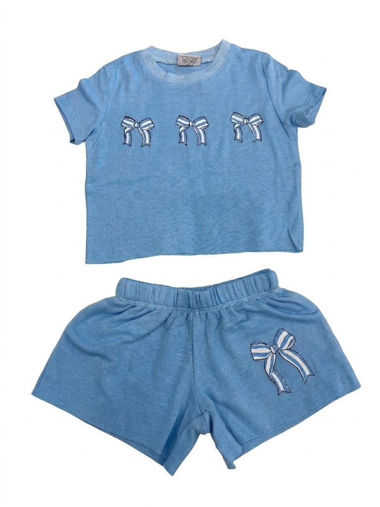 FIREHOUSE - 3 BLUE BOW SHORT SET, AQUA BLUE