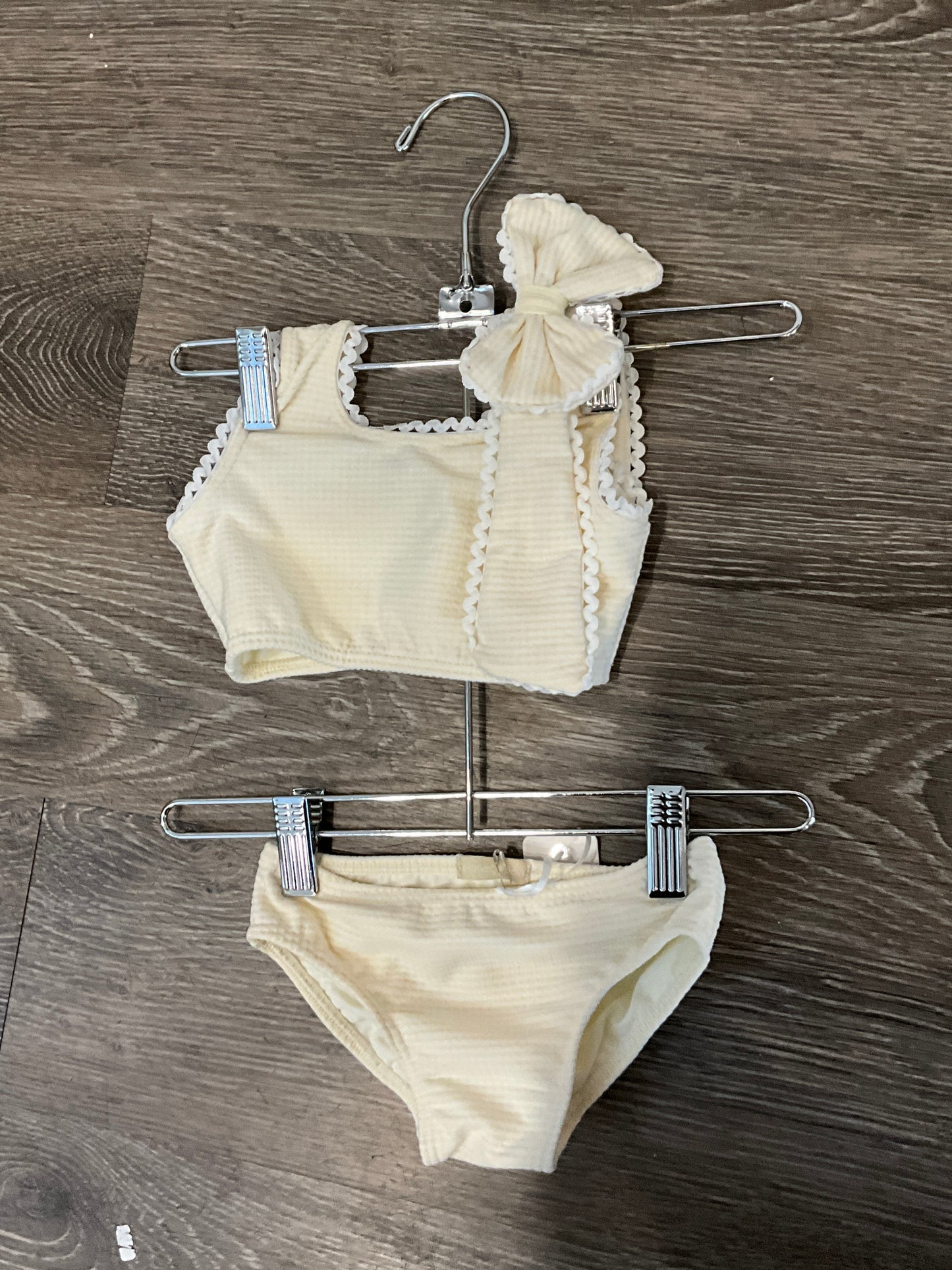 Planet Sea - 2 Pc Cream Gingham Bathing Suit