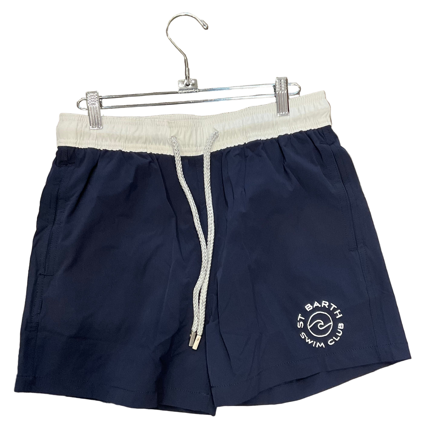 Pier St Barths - Men’s White Elastic Navy Bathing Suit