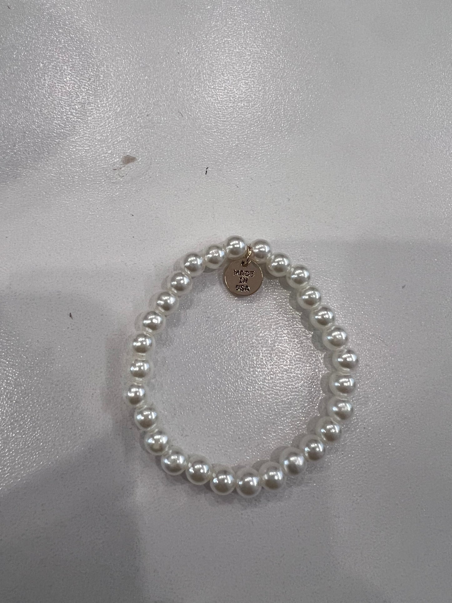 Little Miss Zoe - Pearl White Charm Bracelet