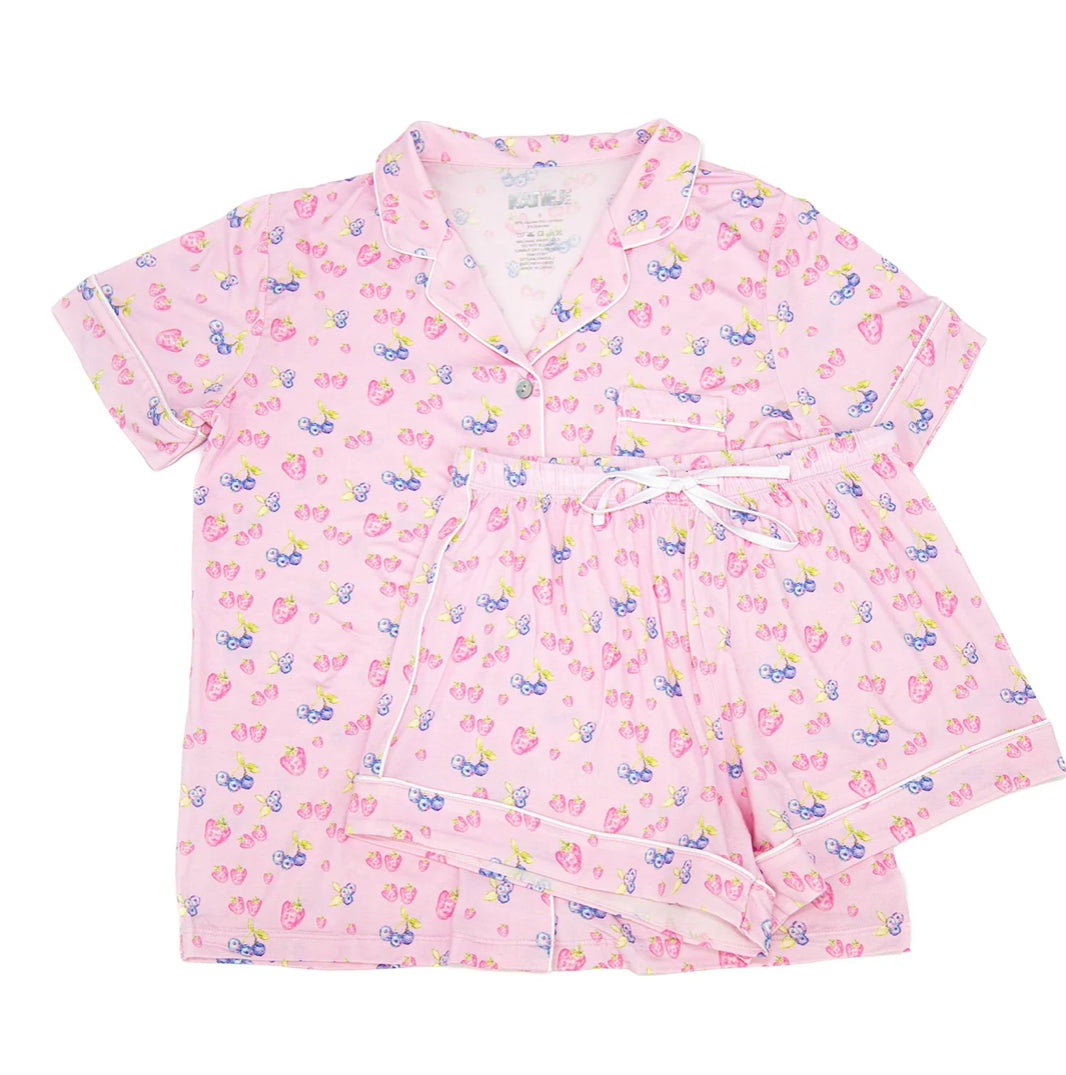 Katie J - Lynn Short Sleeve Lounge Set, Berries and Cream