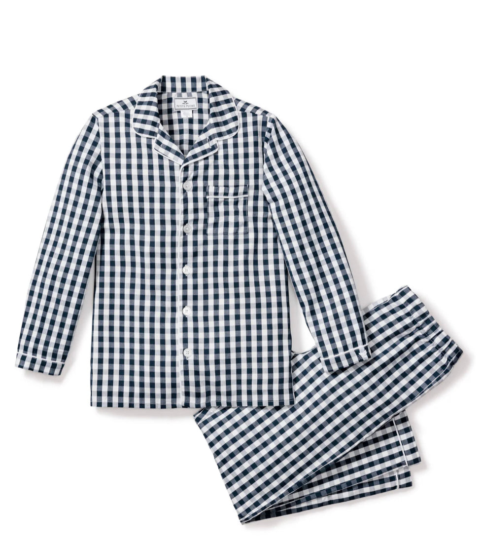 Petite Plume Kids Navy Plaid Pajamas | Shop now at LeTank