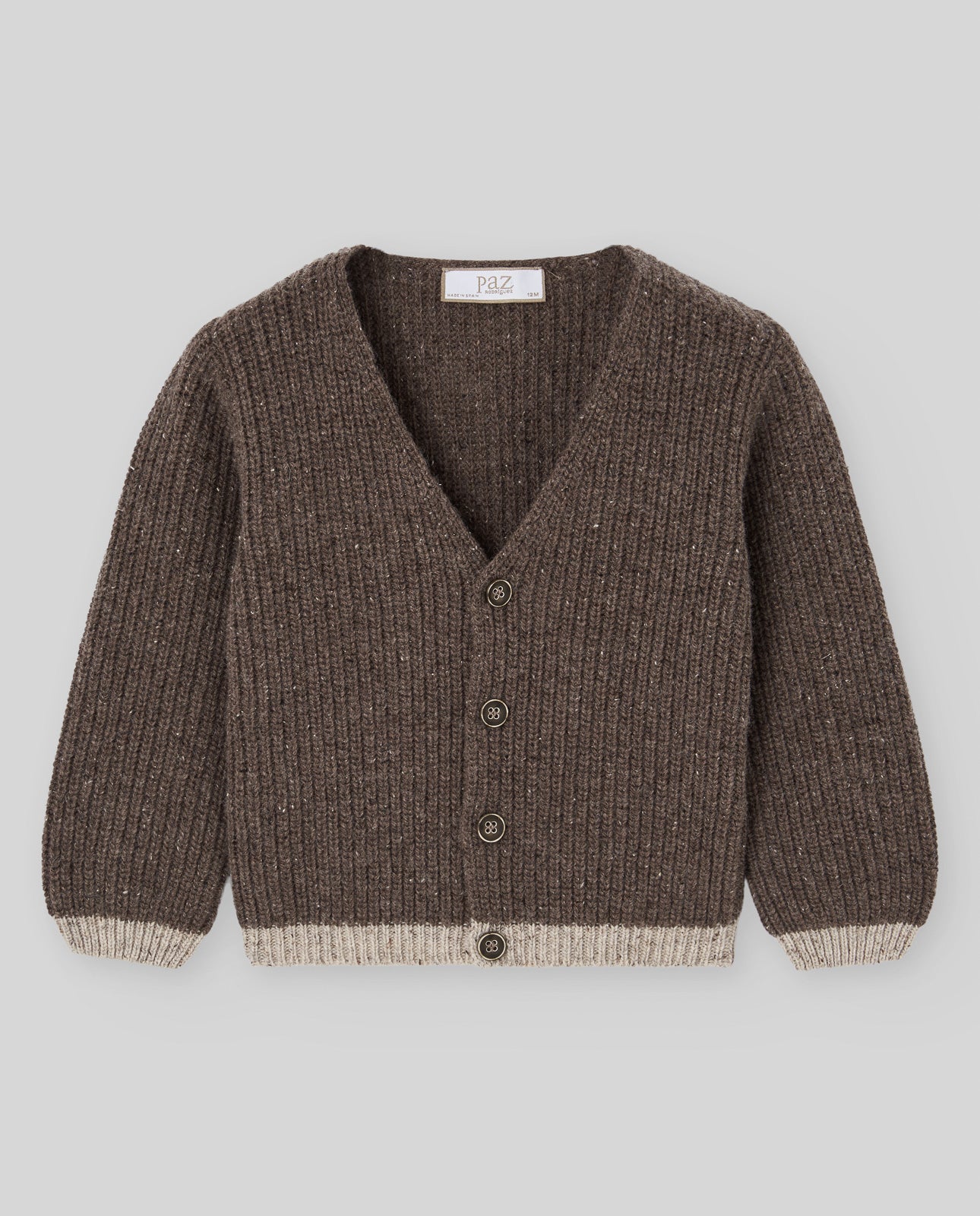 Paz Rodriguez - Noz Knit Newborn Cardigan, Moka