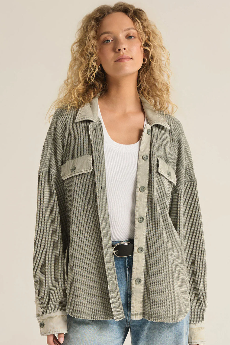 Z Supply - Elijah Waffle Jacket, Palm Green