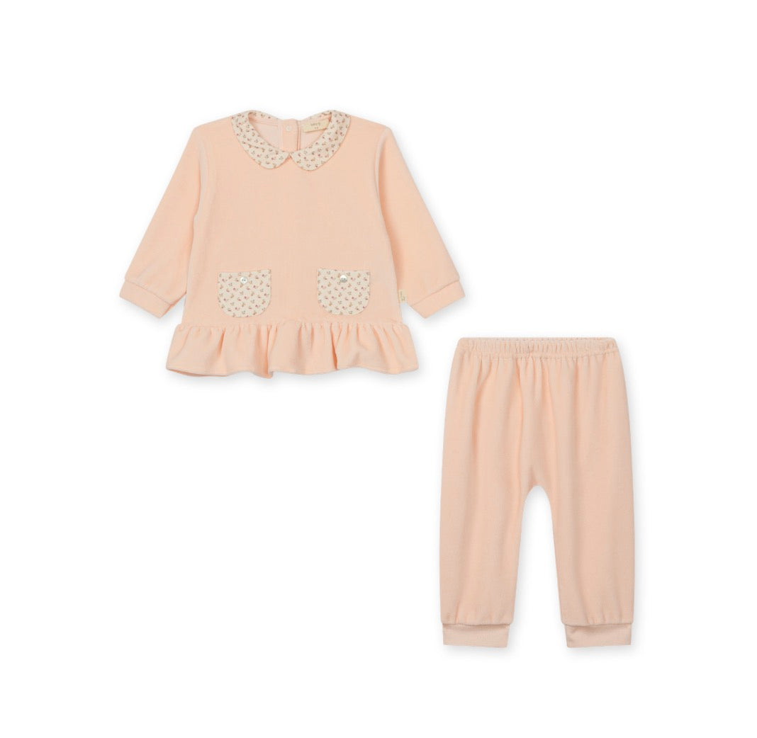 Baby GI- Heather 2PC Velour Set, Peach Pink