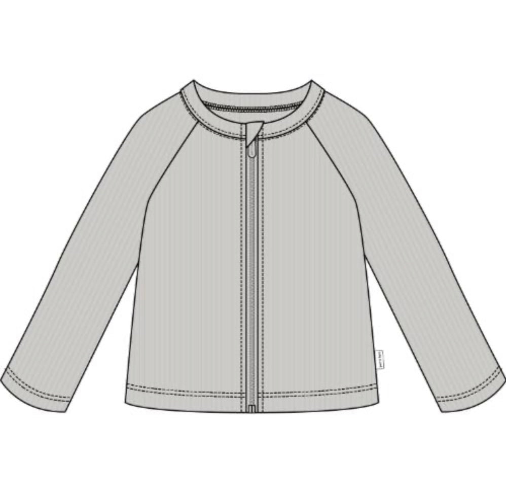 Petite Lem - Long Sleeve Knit Rashguard, Light Grey