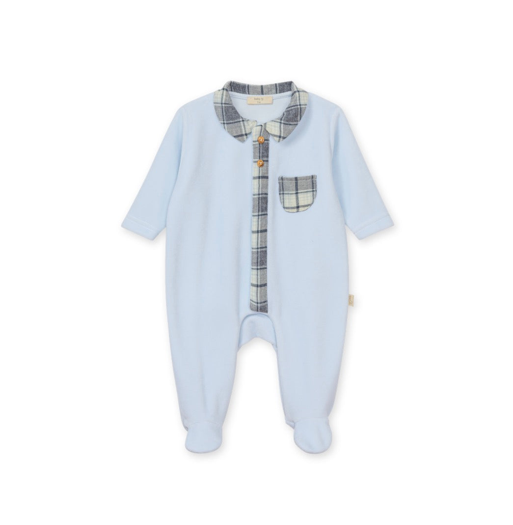 Baby GI - Forest Folk Velour Footie (Front Opening), Blue