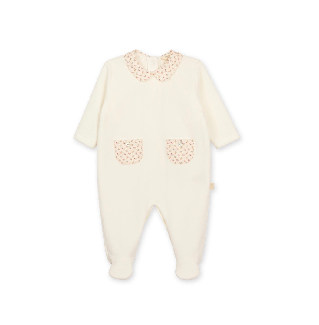 Baby GI - Heather Velour Footie, Ivory