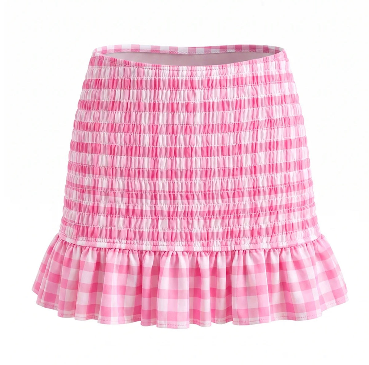 Marino - Smocked Skirt, Pink Gingham