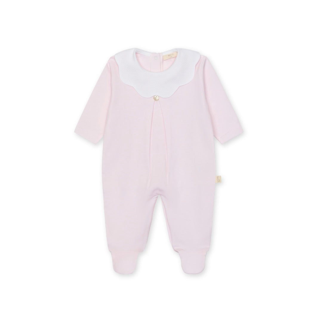 Baby GI - Cotton Footie W/ Piquey Collar, Pink/White