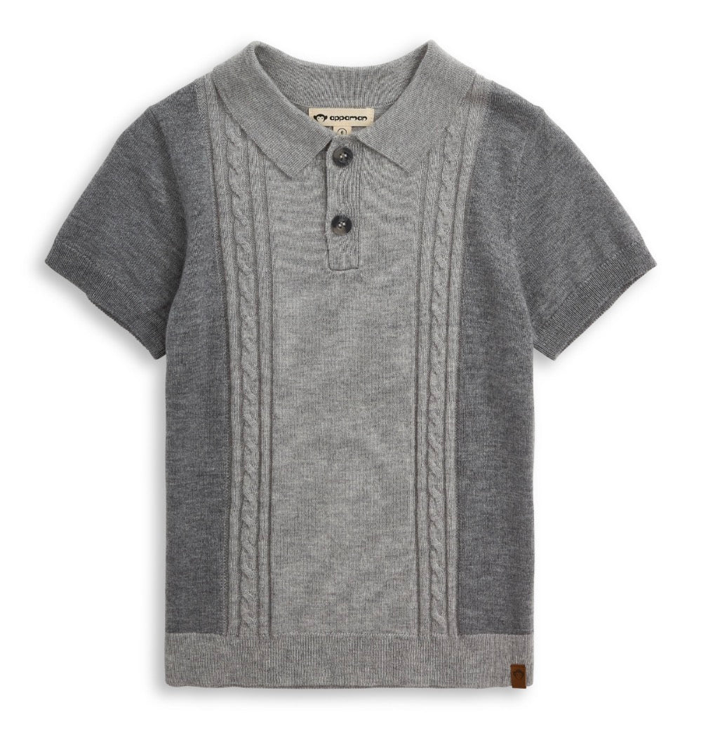 Appaman - Sweater Knit Polo, Grey Heather