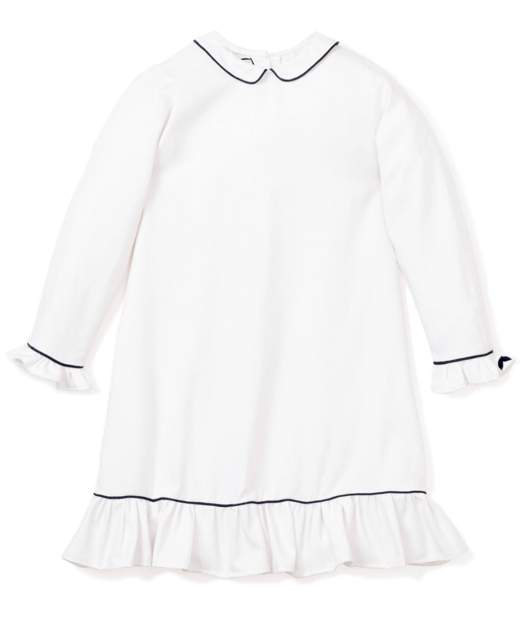 Petite Plume - White Sophia Nightgown with Navy Piping