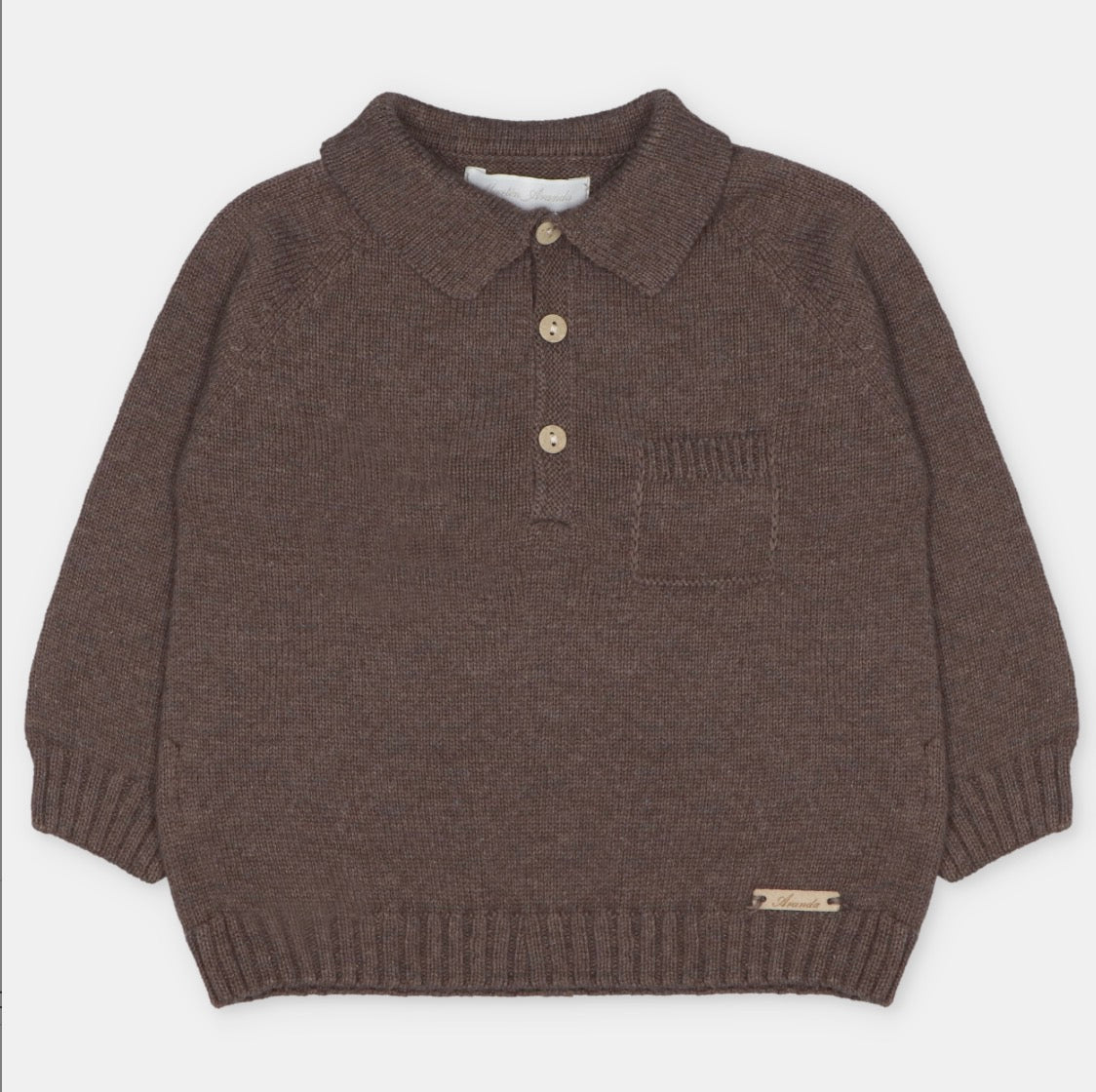 Martin Aranda - Sweater Polo Neck in Sweater Knit Cotton Blend Siero, Chocolate Brown