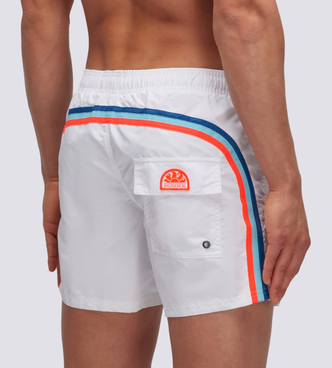 Sundek - Men’s 14’ Elastic Waist Swim Trunks, White