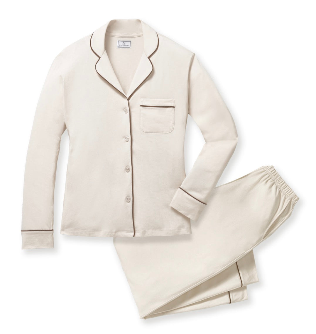 Petite Plume - Women’s Lightweight Pima Cotton Pajama Set, Ivory