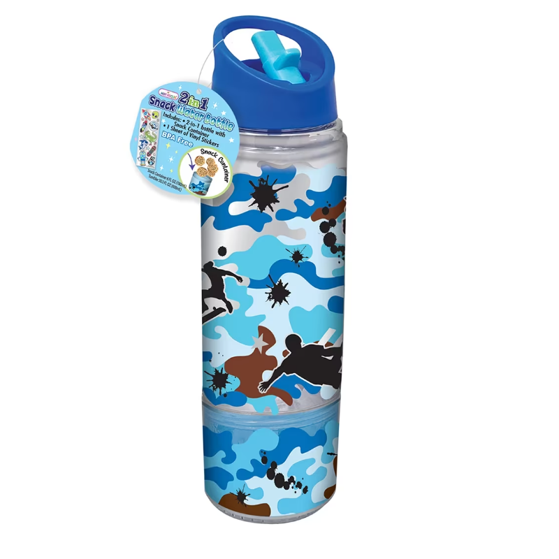HOT FOCUS 2 in 1 Snack Water Bottle 20FL.OZ/600mL