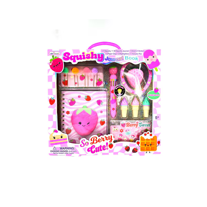 HOT FOCUS Squishy Journal Book, Strawberry
