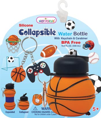 Hot Focus - Collapsible Water Bottle, Basketball (416BA)