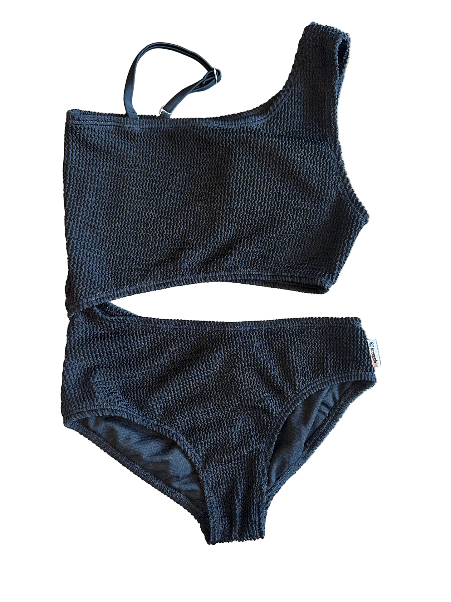 Limeapple - Crinkle Asymmetrical Swimsuit