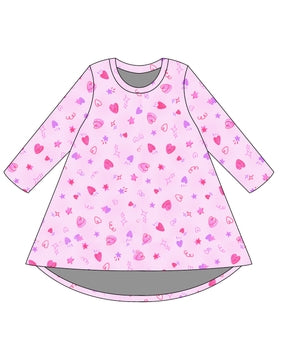 ESME - Long Sleeve Hi-Low Dress, Doodles