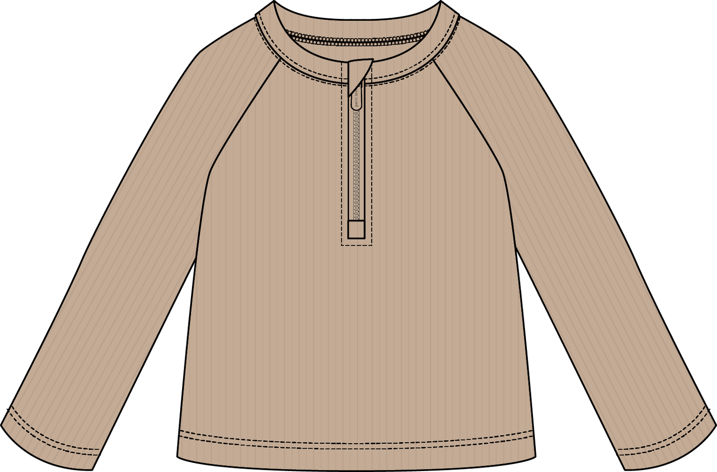 Petite Lem - Long Sleeve Knit Rashguard, Beige