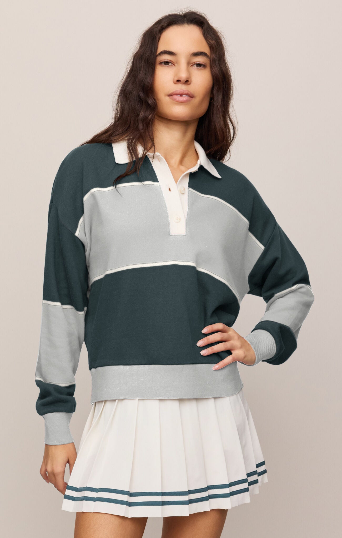 Z Supply - Study Break Polo Sweatshirt, Feather Grey