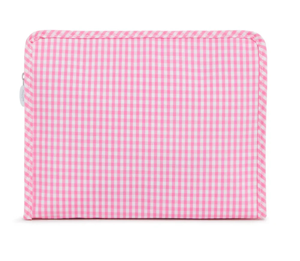 TRVL - Roadie Large Zip Pouch, Gingham Pink