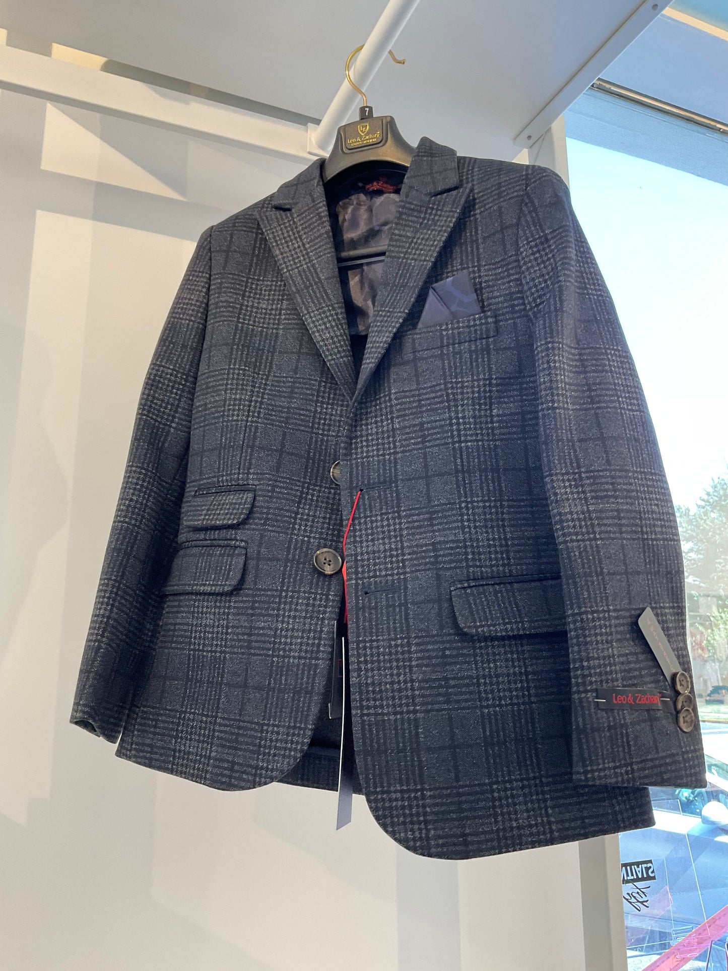 Leo and Zachary - Boys' Stretch Blazer, Houndsplaid