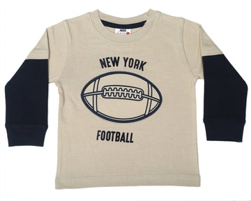 Mish - NY Football Long Sleeve Two-fer Shirt, Stone